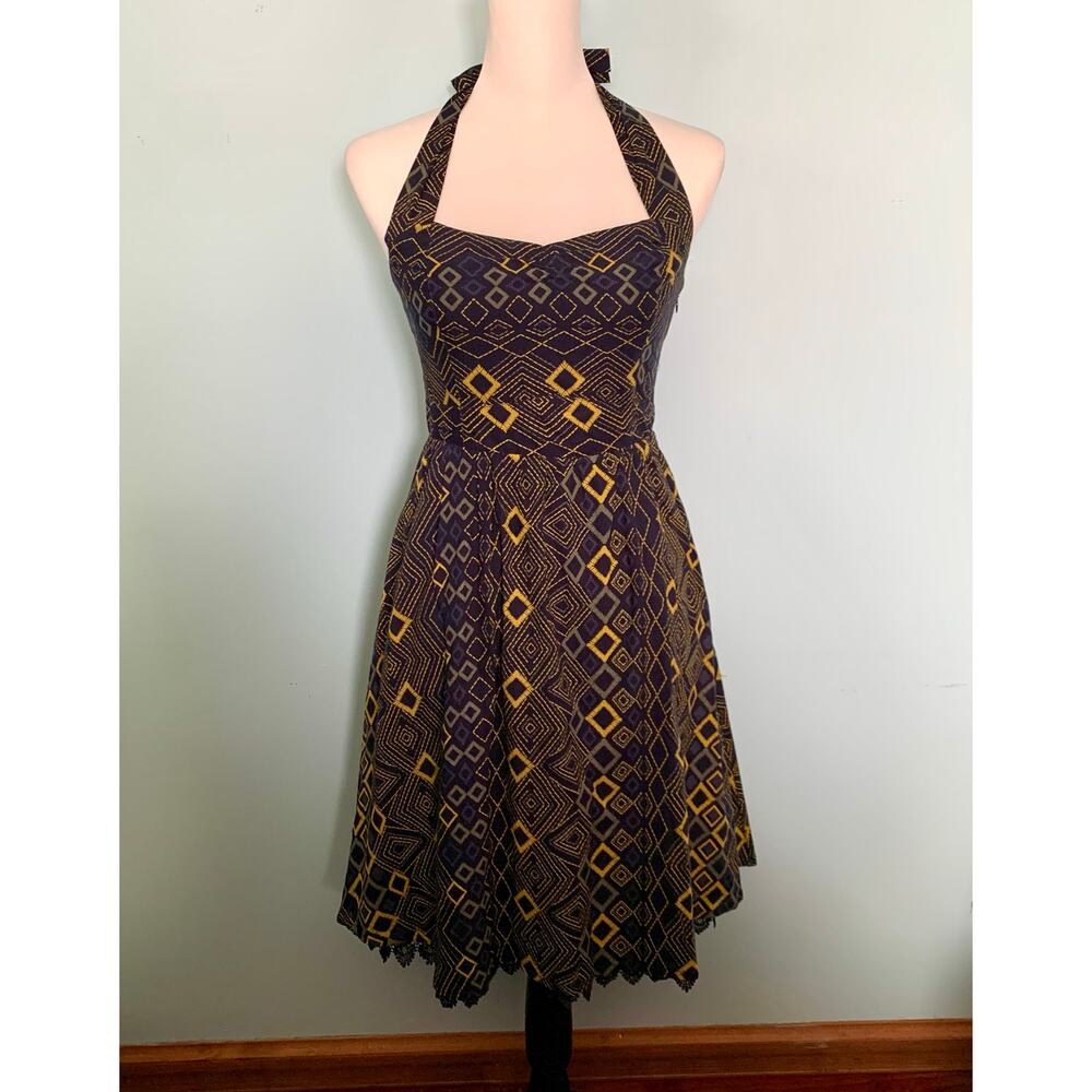 Anthropologie Edme & Esyllte Rhythmic Repetition Halter Dress Size 2 - Picture 2 of 12